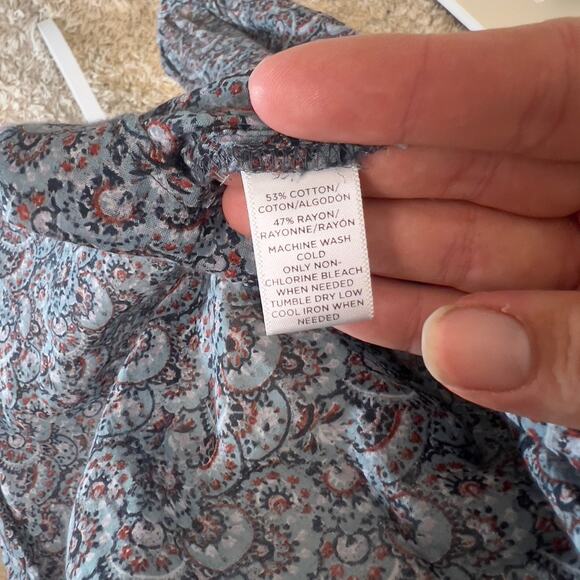 Loft Women's Size M Long Sleeve Floral Keyhole Tie Top #0372 - Picture 6 of 7